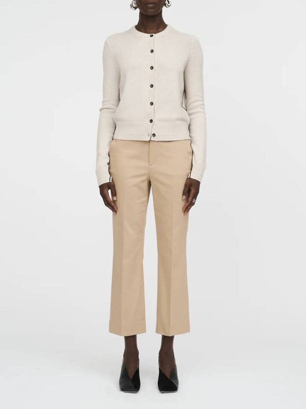 Maria McManus Signature High Waisted Crop Trousers Pants in Khaki 8